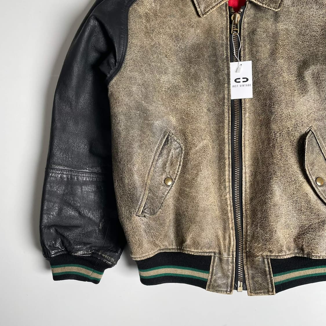 Abahouse 투톤 카우레더 봄버 상품이미지4