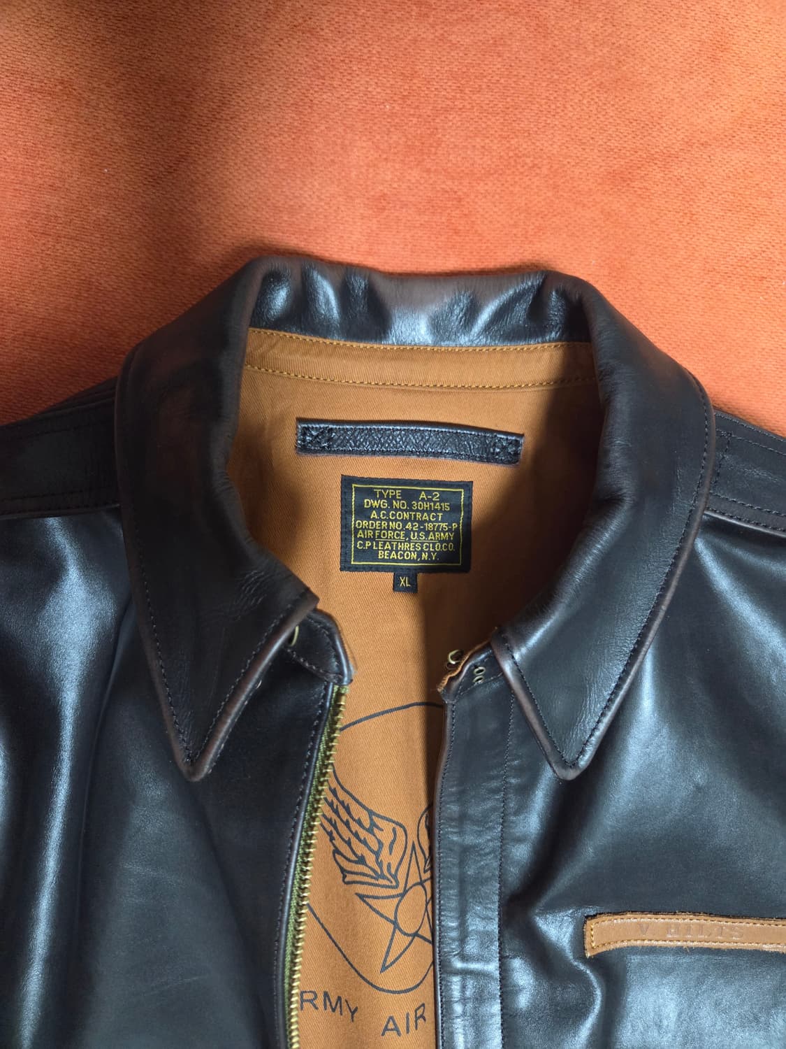 USAAC 말가죽 A2 Horsehide Flight Jacket XL 상품이미지2