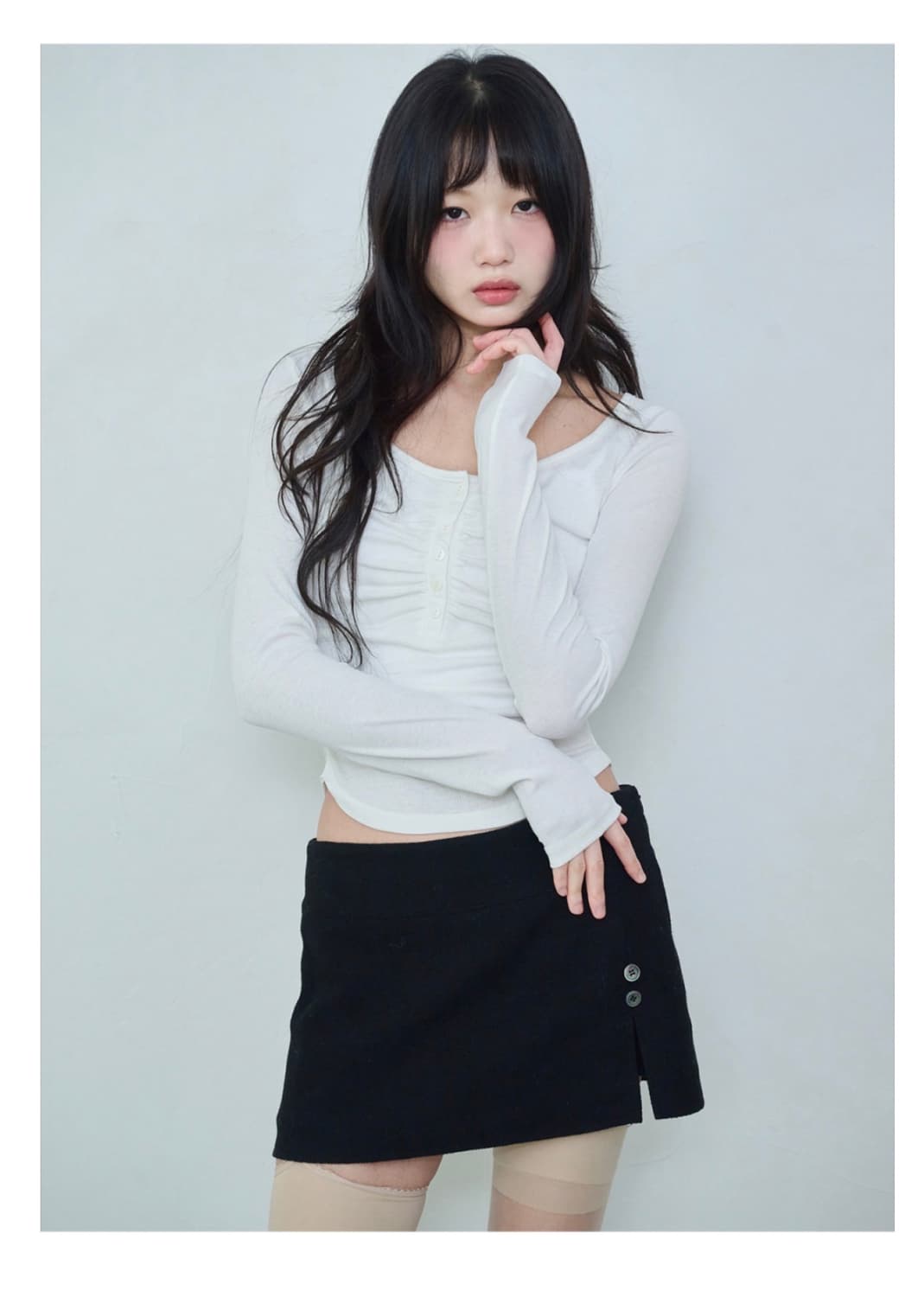 (새상품) 레이즈미야 셔링탑 화이트(s) 상품이미지1
