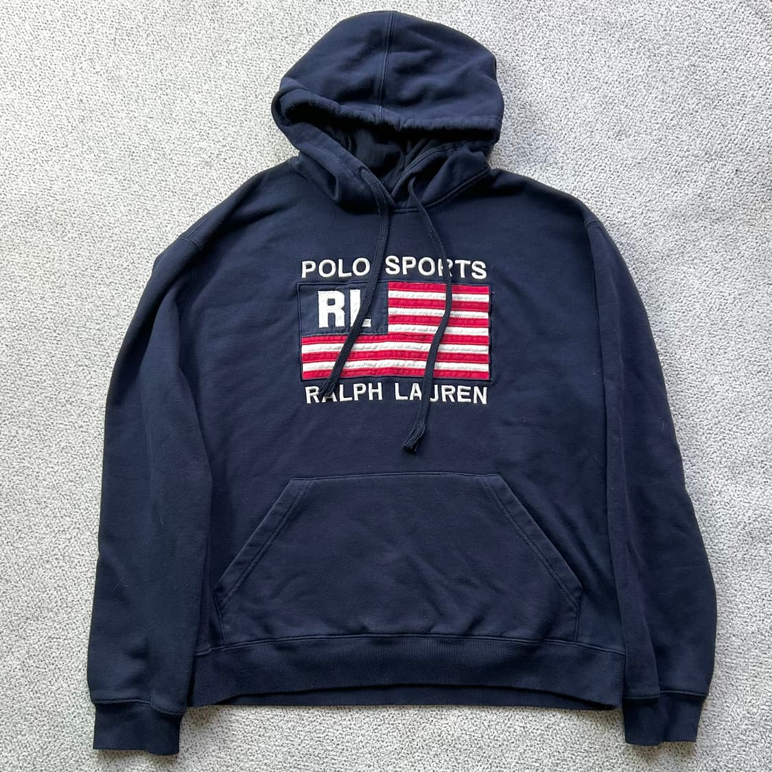 폴로 랄프로렌 90s 성조기 후드티 머슬핏 검정 XL 105 상품이미지1