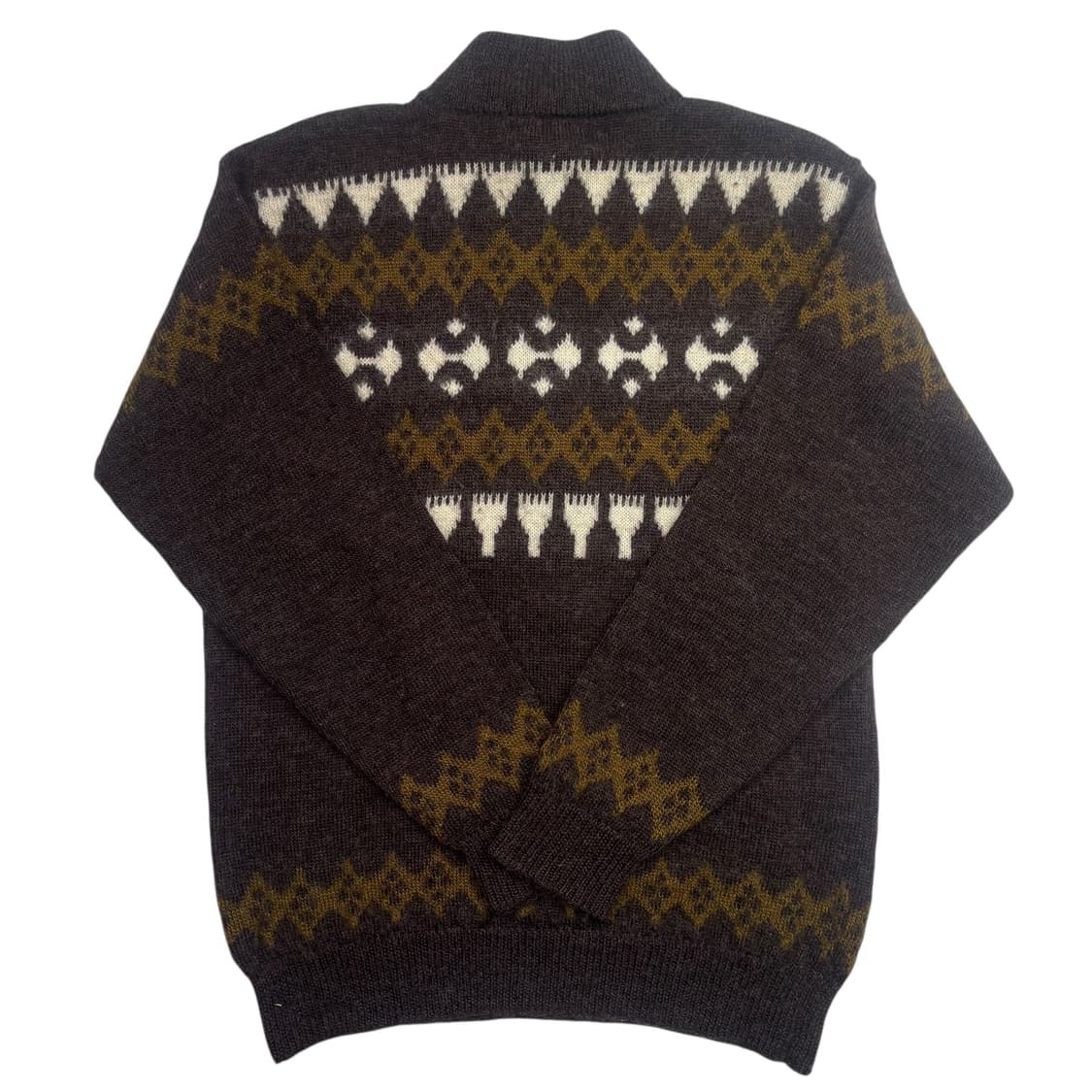 빈티지 에스닉 패턴 반집업 울 니트 스웨터 L 상품이미지4