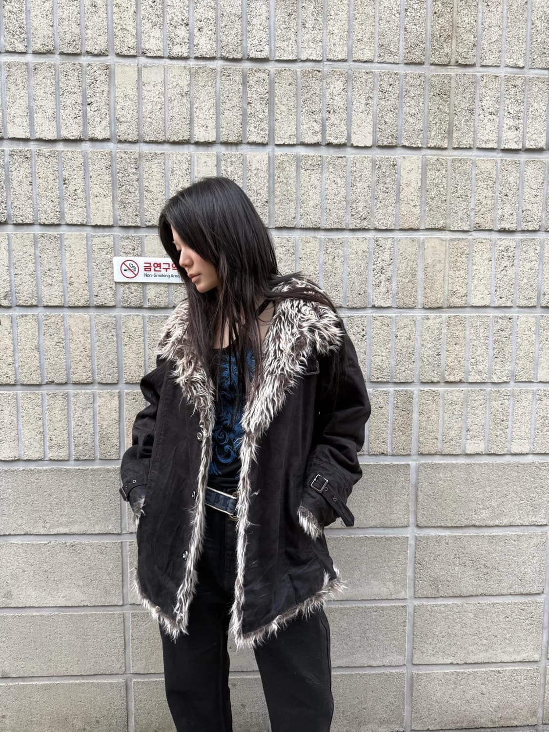 블랙 퍼 디테일 자켓 상품이미지6