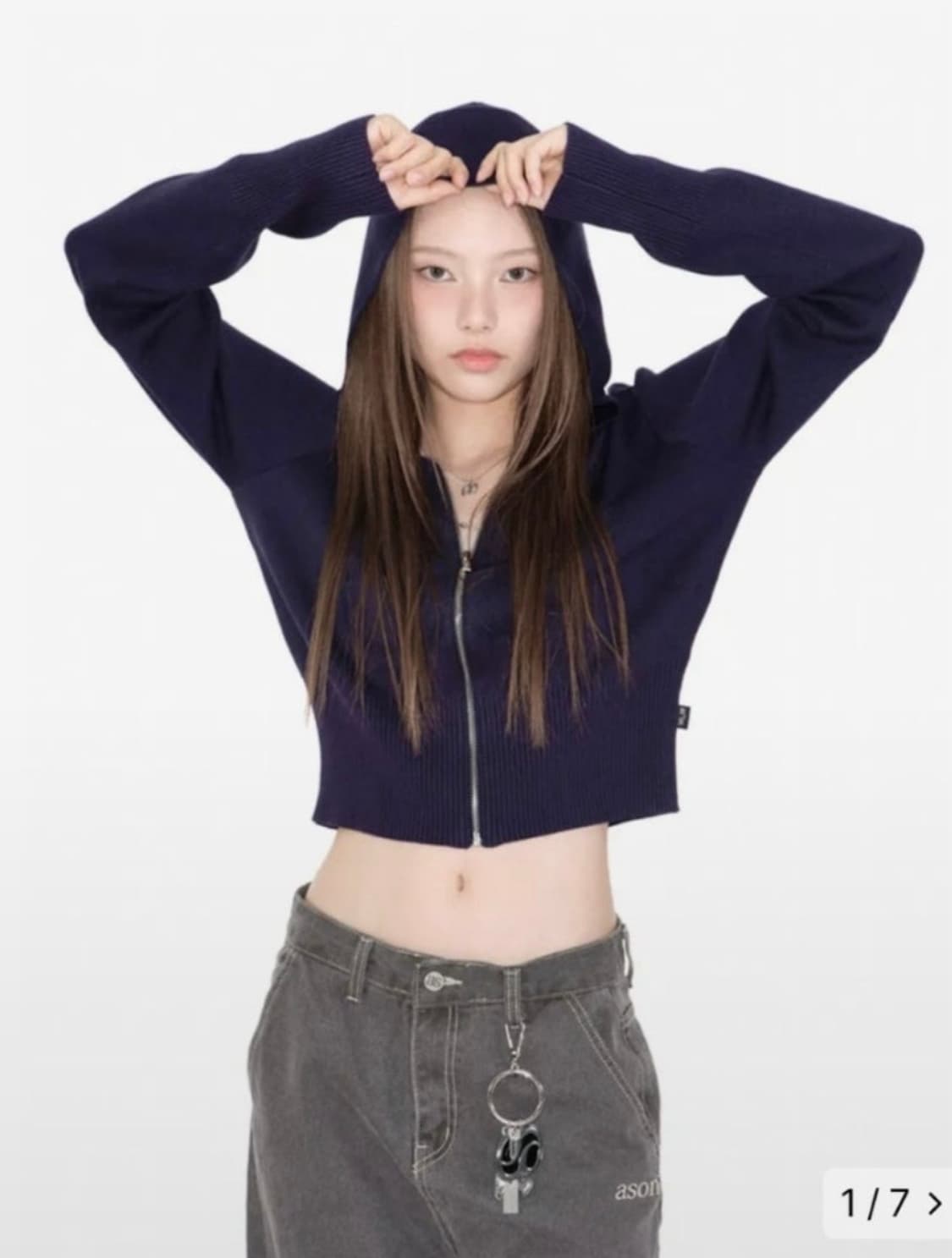 ason 애즈온 PUNCHED KNIT HOOD ZIP-UP  상품이미지1