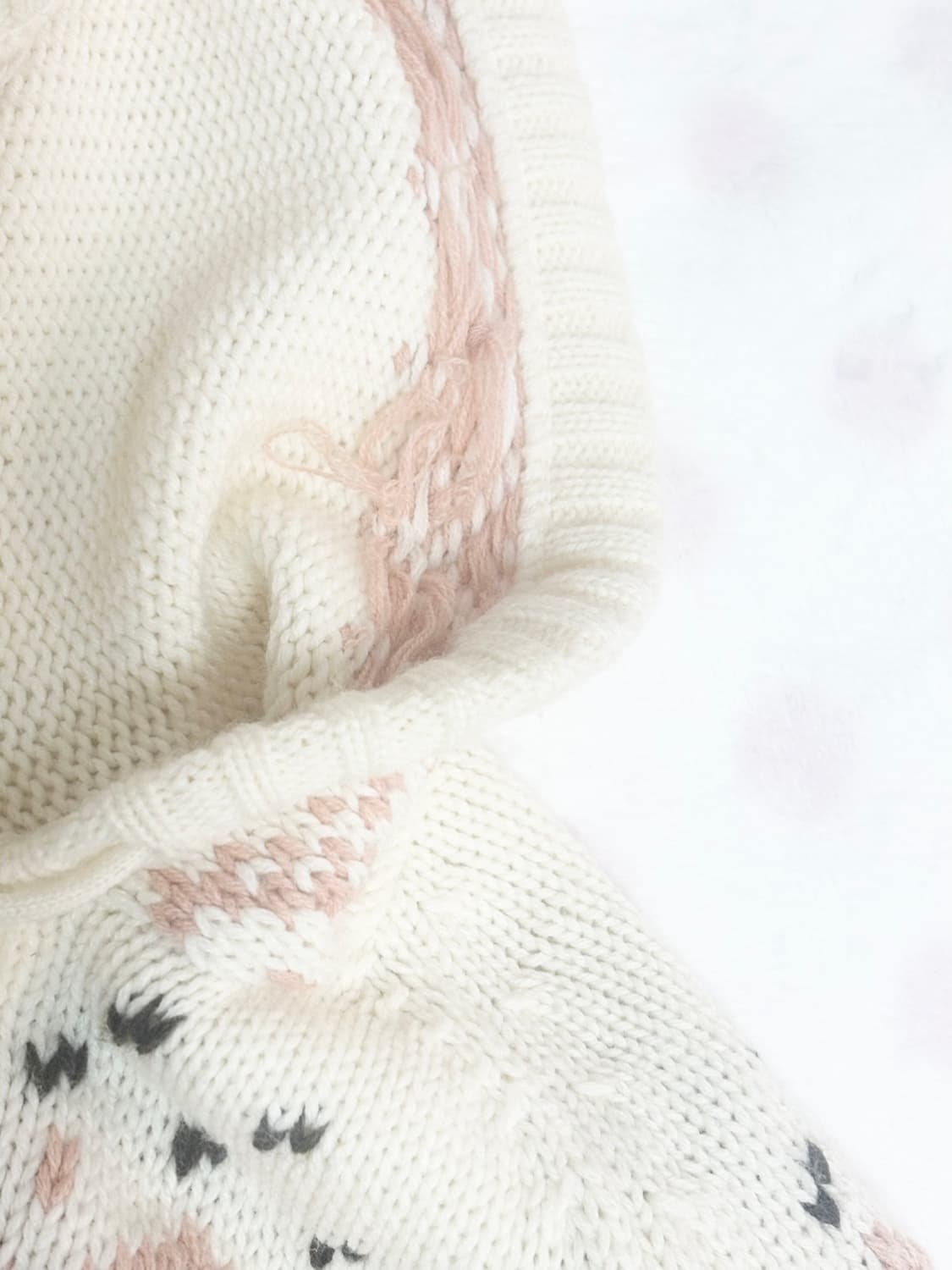 일본빈티지 폼폼이 노르딕 딸기초코 니트 후디 상품이미지2