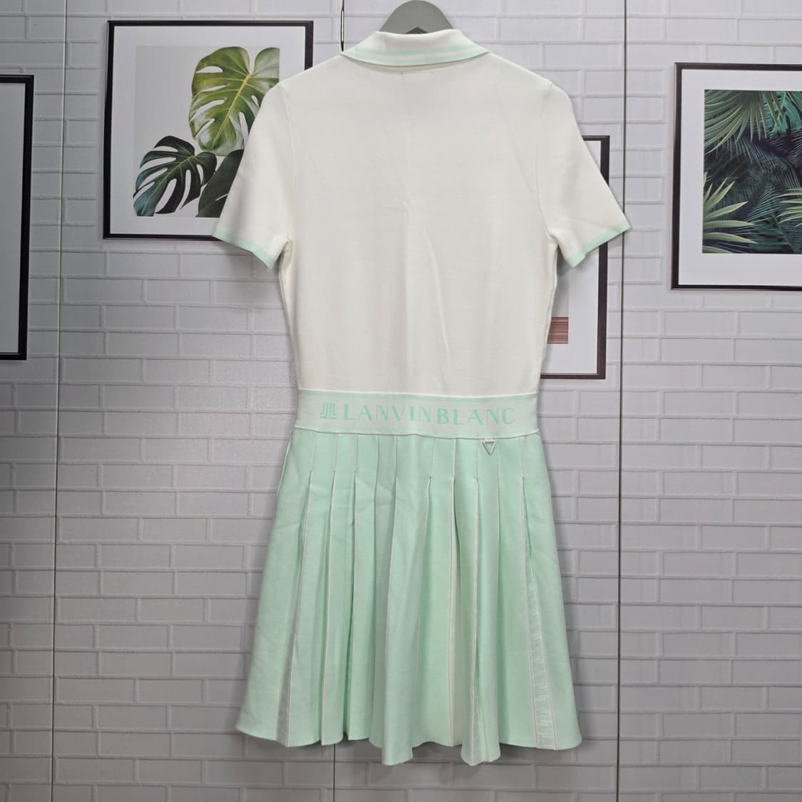 한섬 랑방블랑 골프 카라 플리츠 반팔 원피스 55반~66사이즈 새상품급 상품이미지5