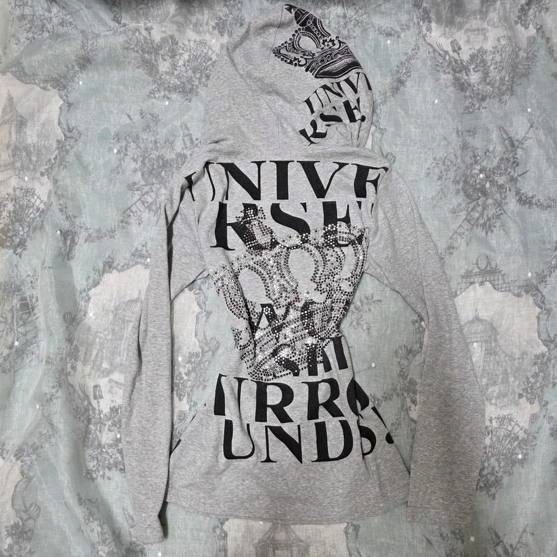 빈티지 왕관 레터링 큐빅 긴팔 탑 펑크 y2k 상품이미지1