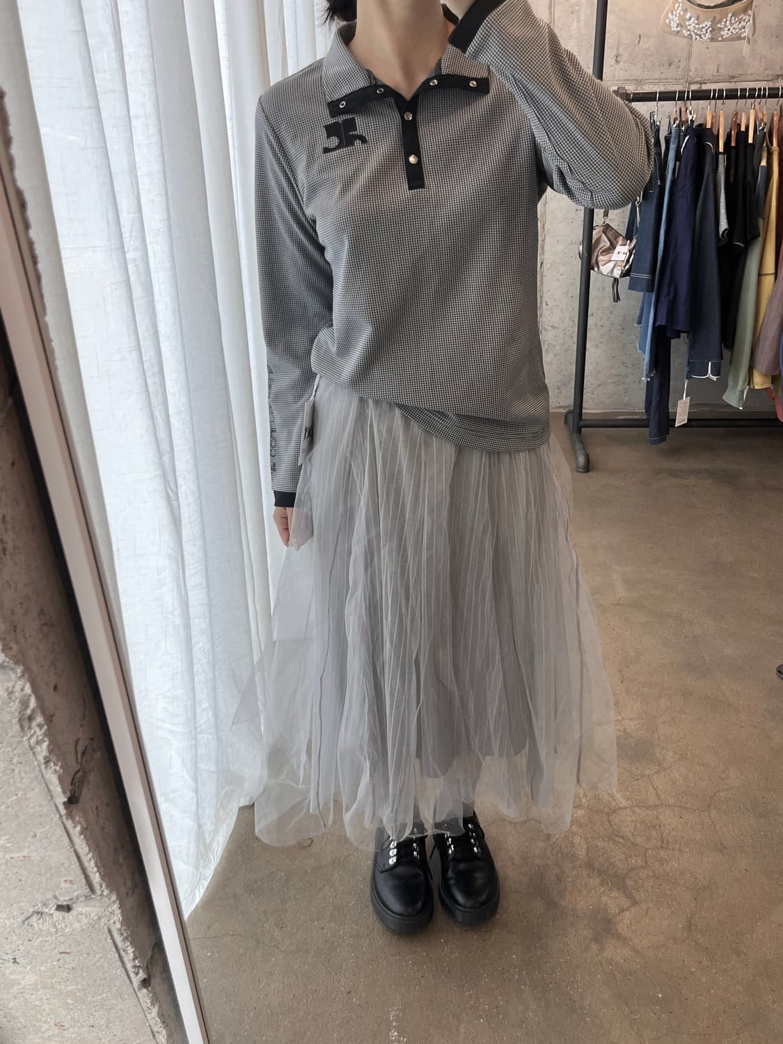00s 꾸레쥬 블랙 로고 탑  상품이미지5