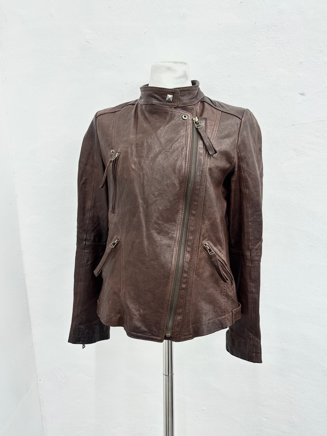 Lambs leather silver stud button jacket 상품이미지7