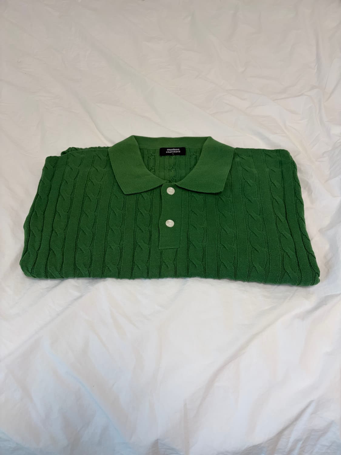 무신사 스탠다드 케이블 니트 그린 반팔 상품이미지1