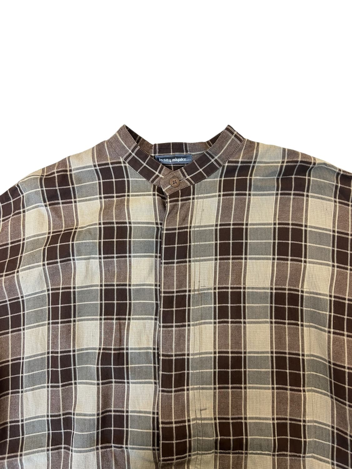 80s 이세이 미야케 체크 밴드카라 셔츠 상품이미지2