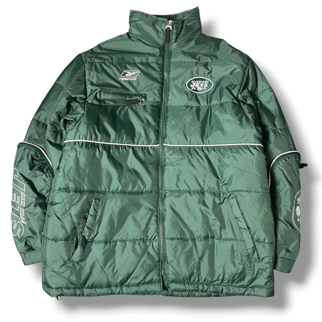 리복 빈티지 뉴욕제츠 다크그린 NFL 누빔 패딩 L 상품이미지1