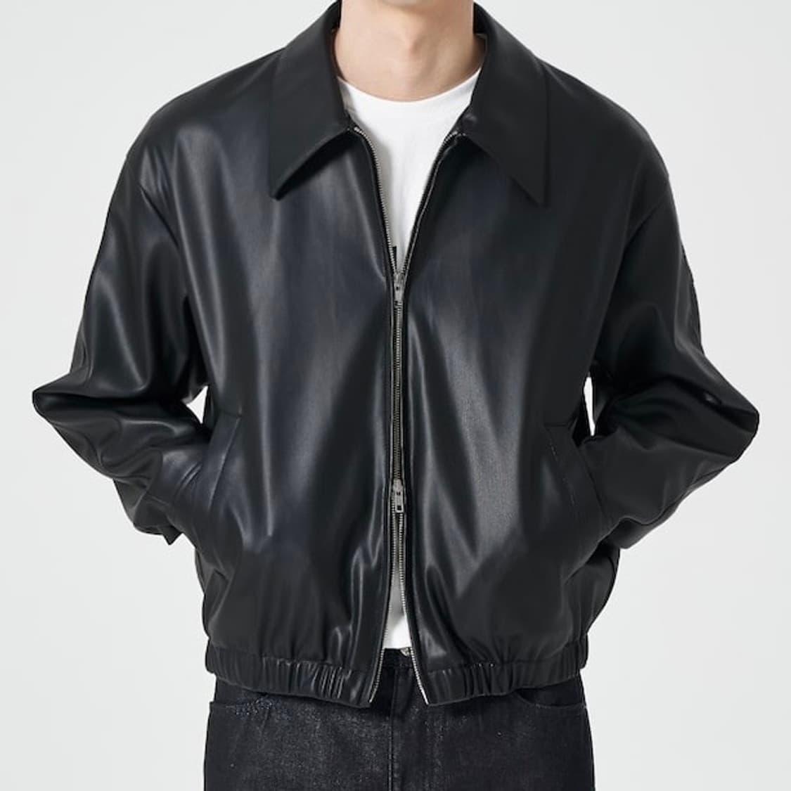 에잇세컨즈 페이크 레더 숏 블루종 자켓 2XL 상품이미지3