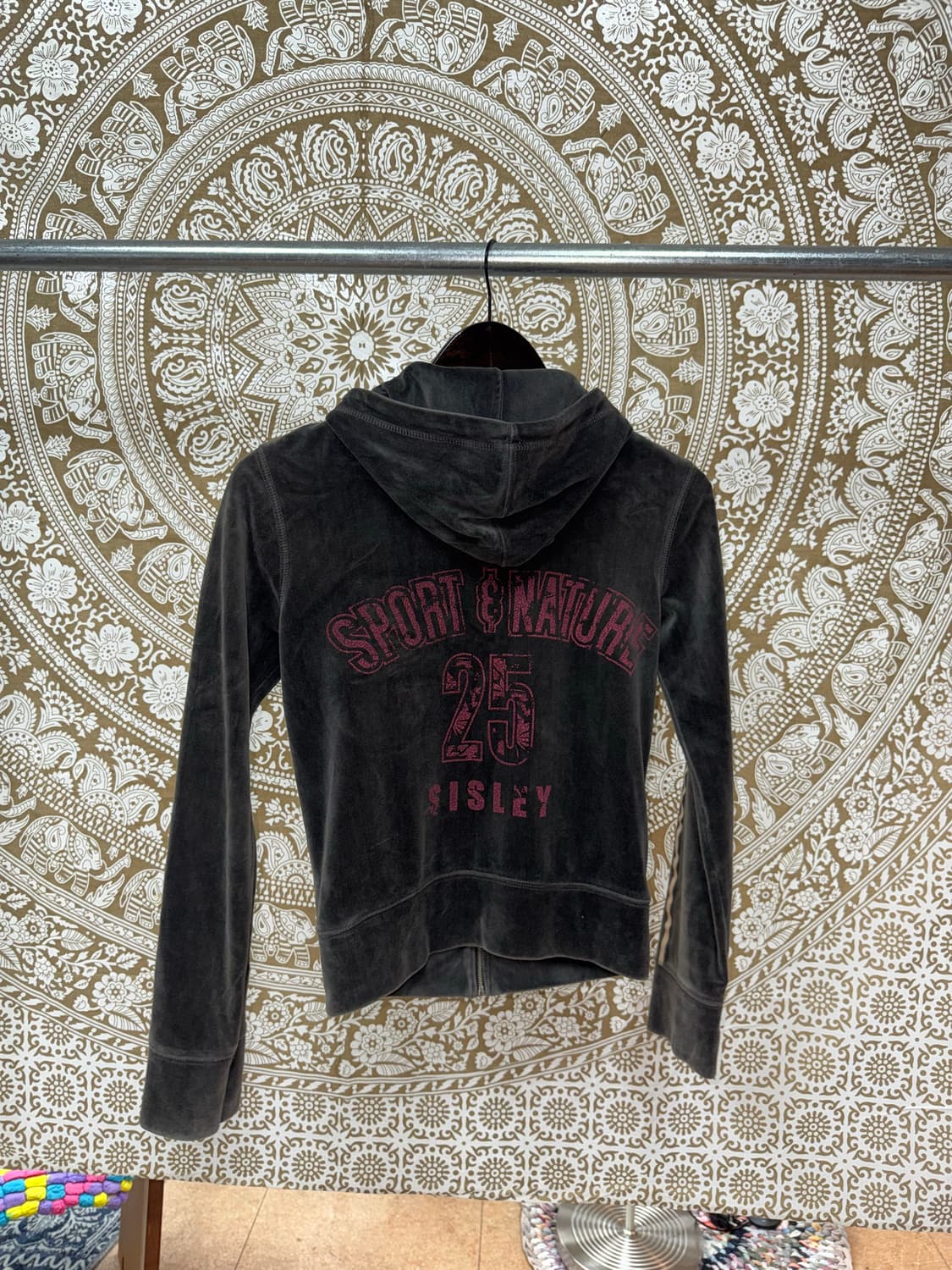 시슬리 여성 빈티지 벨벳 후드집업  상품이미지5