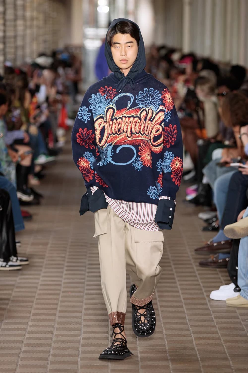 블루마블 자카드 니트 후드티 상품이미지5