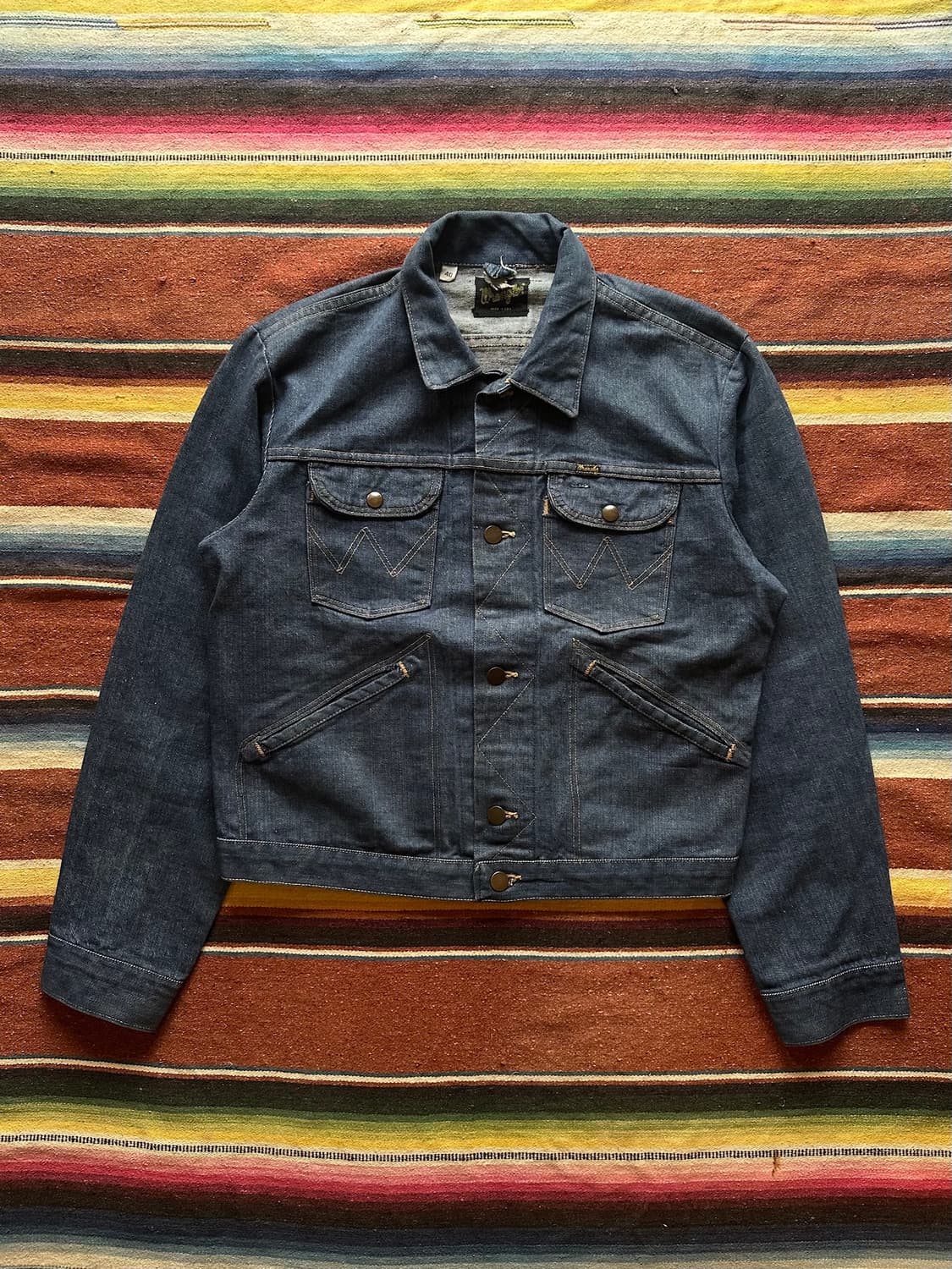 70s USA 빈티지 랭글러 124MJ 셀비지 데님 자켓 상품이미지1
