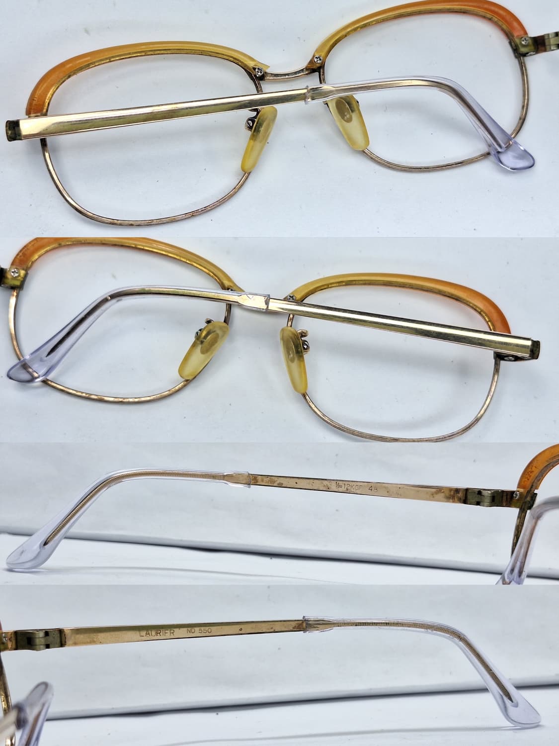 80s 일본 빈티지/LAURIFR no550 12KGF 금장 하금테 안경 상품이미지8