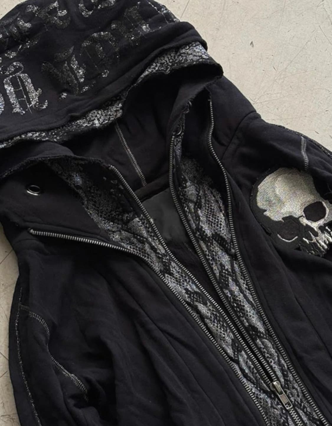 Retro American Skull Zip Hoodie 상품이미지2