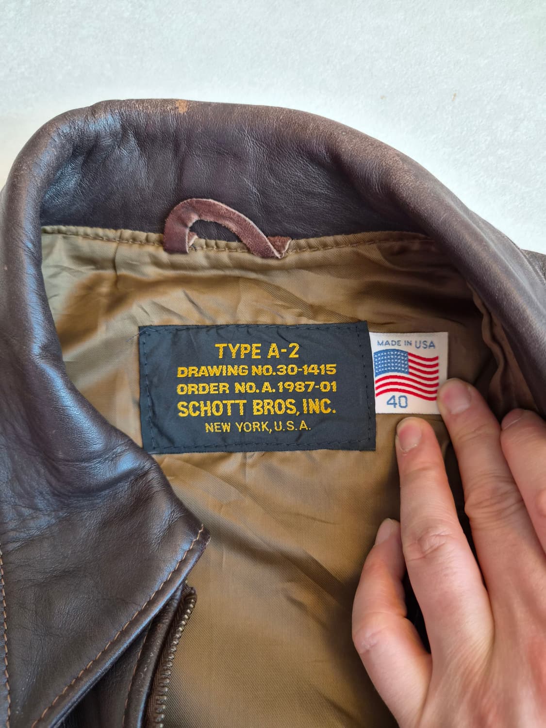 빈티지 쇼트 A-2 레더자켓 브라운 L 상품이미지8