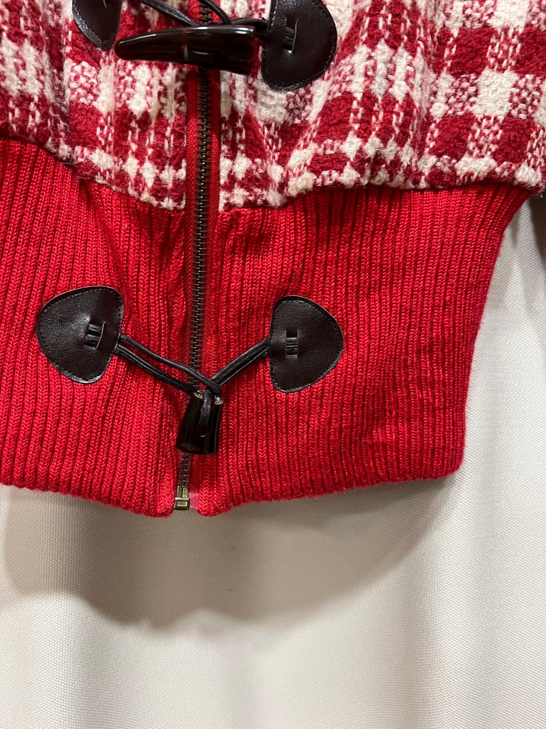 빈티지 떡볶이단추 체크 모직 블루종 자켓 상품이미지4