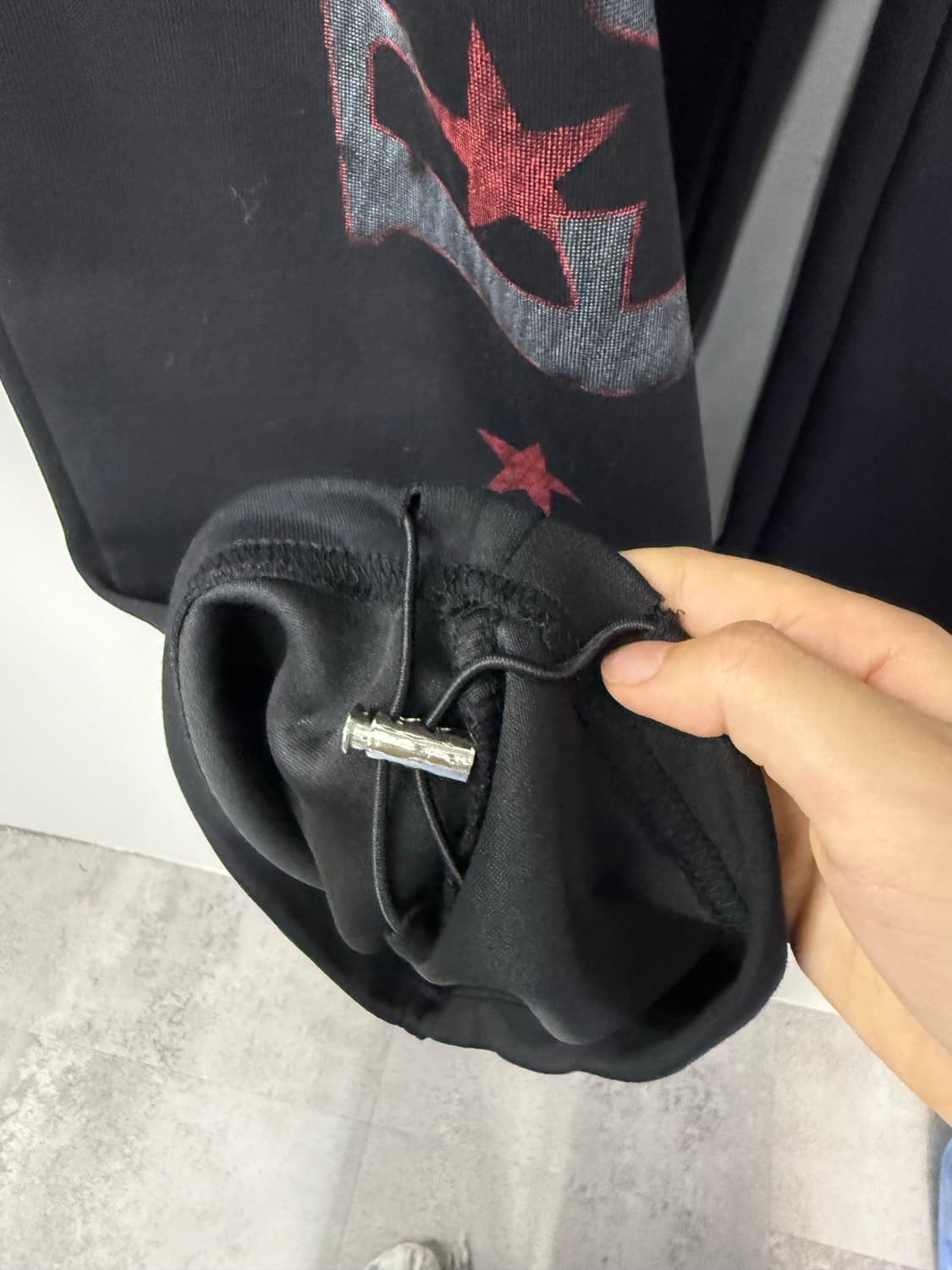 빈티지 스타 레터링 블랙 스트릿 와이드 트레이닝 팬츠 H2916 상품이미지4