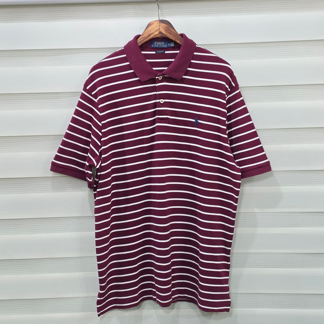 폴로 랄프로렌 스트라이프 반팔 카라티- L 상품이미지1