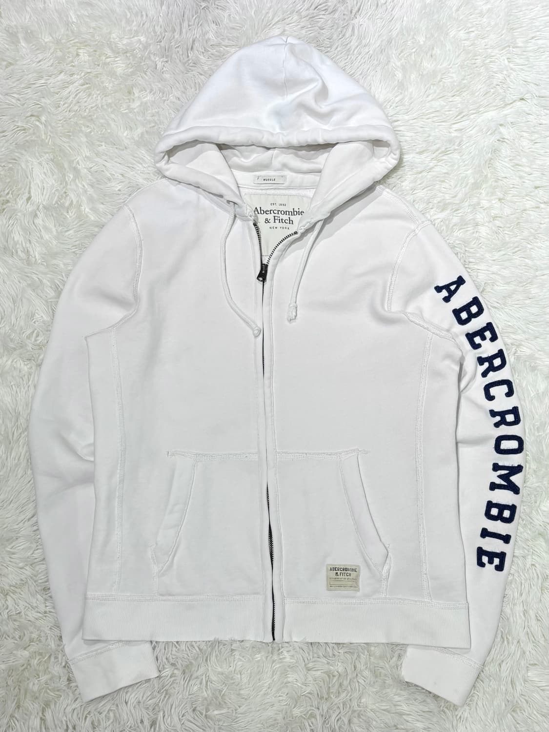 아베크롬비 사이드로고 화이트 후드집업 상품이미지3