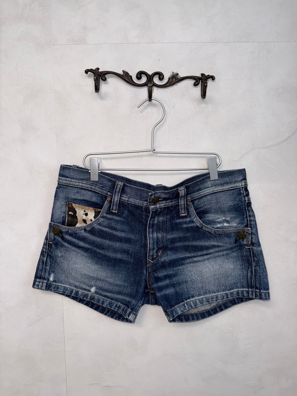 Washing denim calf fur short pants 상품이미지4