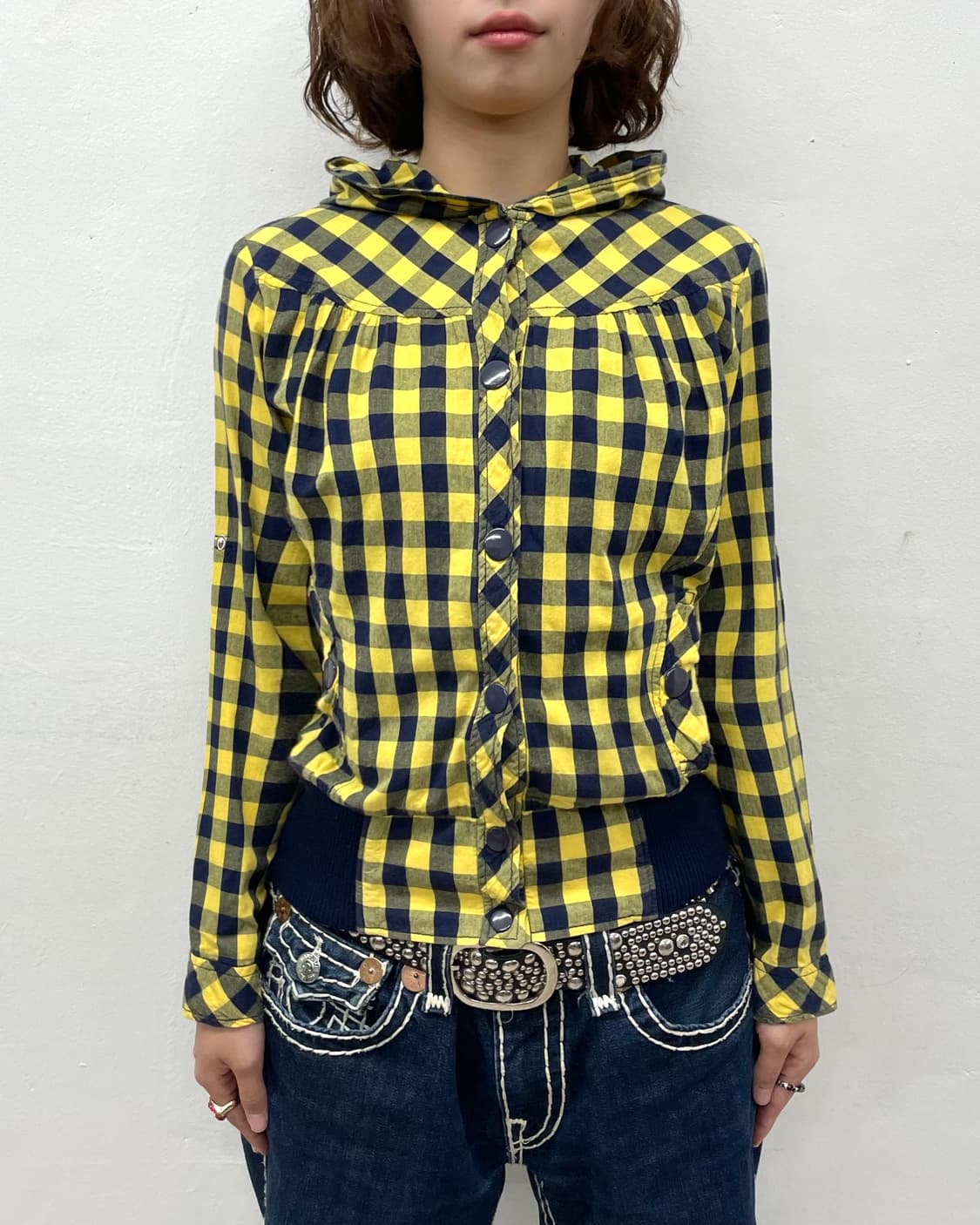 Yellow Tartan Checkered Hoodie Jacket 상품이미지2