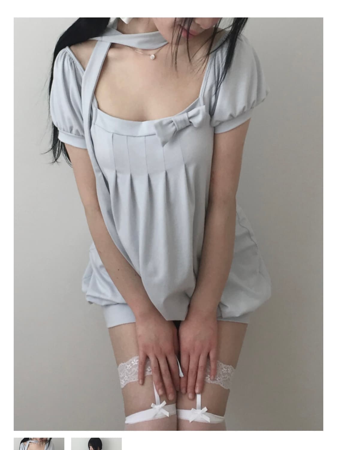 엔젤넘버555 엔넘파 리본 플레이티드 드레스 원피스 dress 상품이미지2