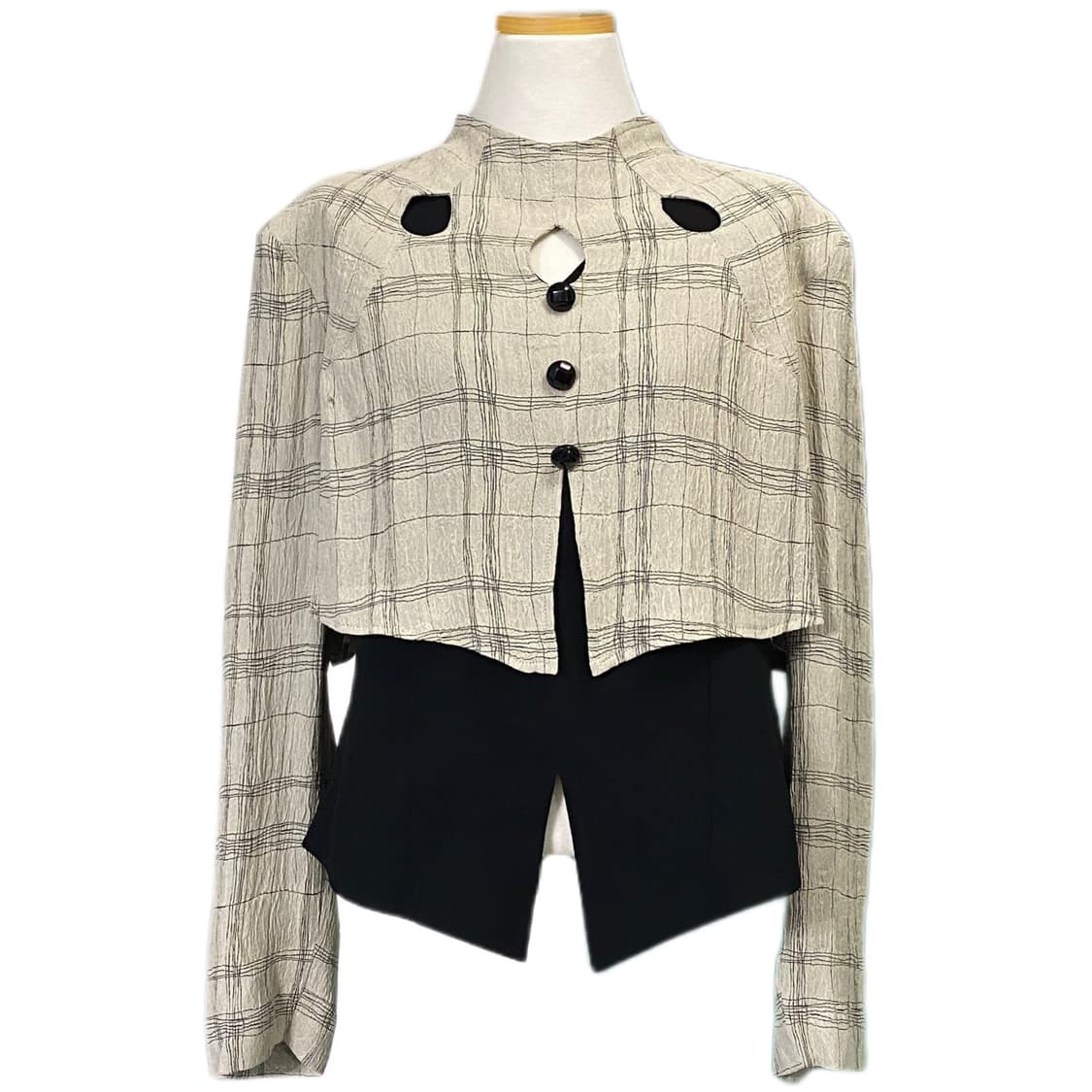 유니크 레이어드 체크 블라우스 상품이미지1