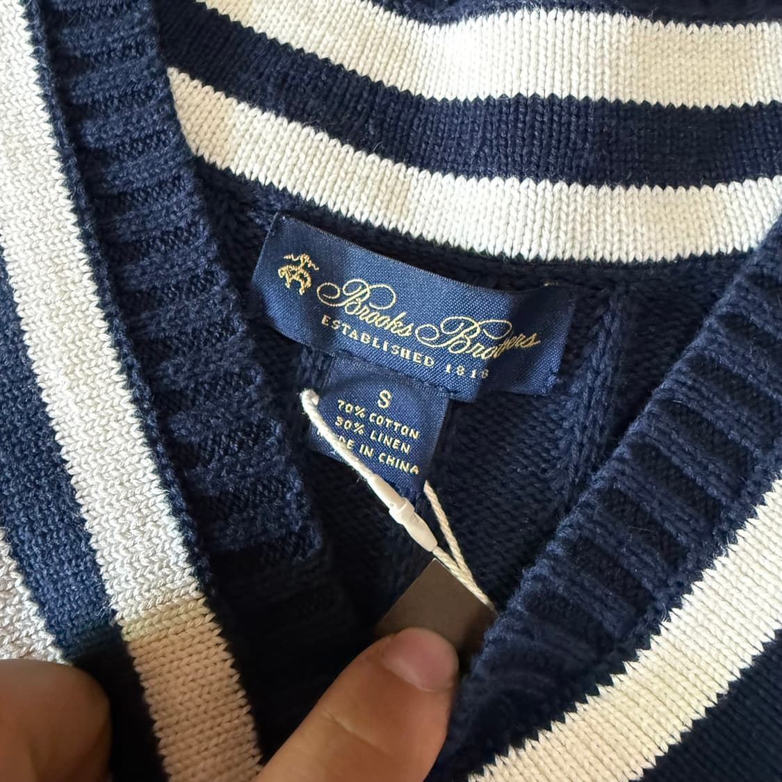 브룩스 브라더스 코튼 블랜드 브이넥 스웨터 S 상품이미지4