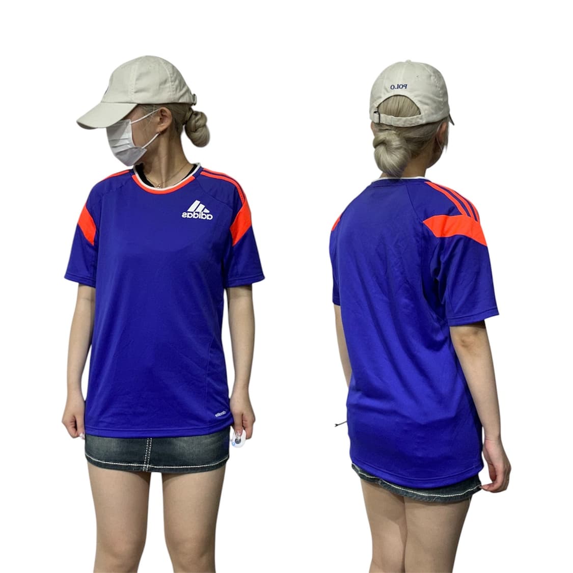 아디다스 블루 삼선 화이트 빅 로고 반팔티 상품이미지1