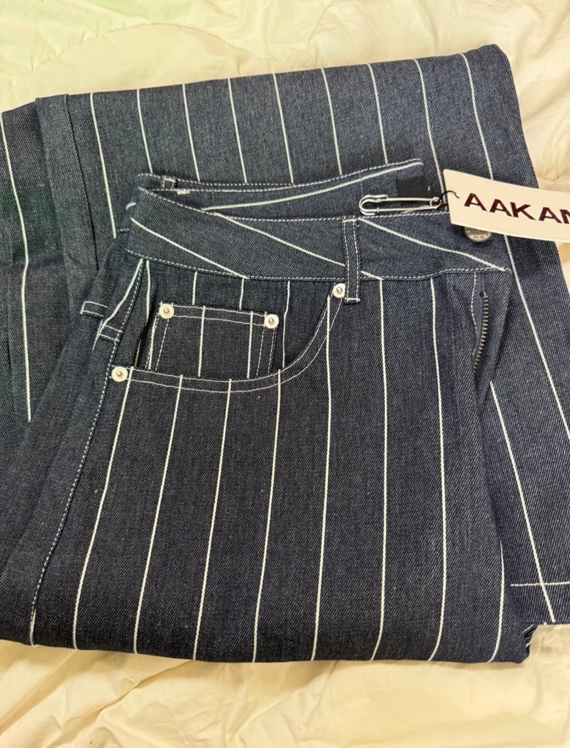 아캄 스트라이프 데님 팬츠 블루 상품이미지4