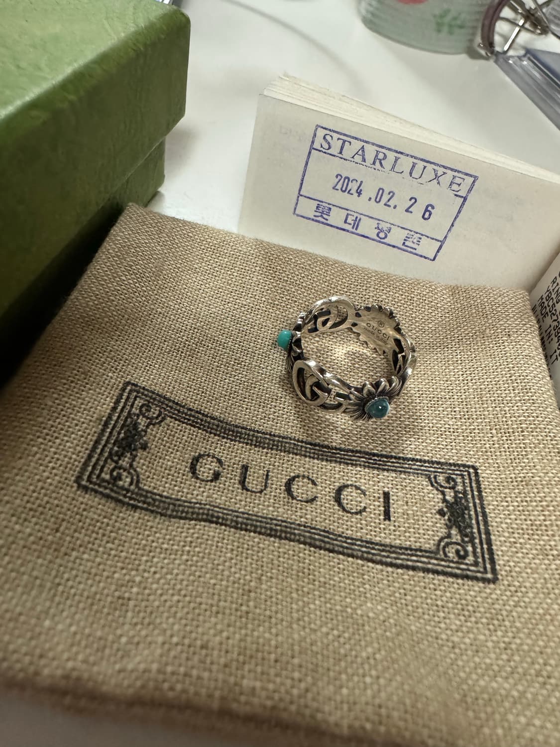 구찌 더블g 자개 플라워 링 반지 상품이미지3