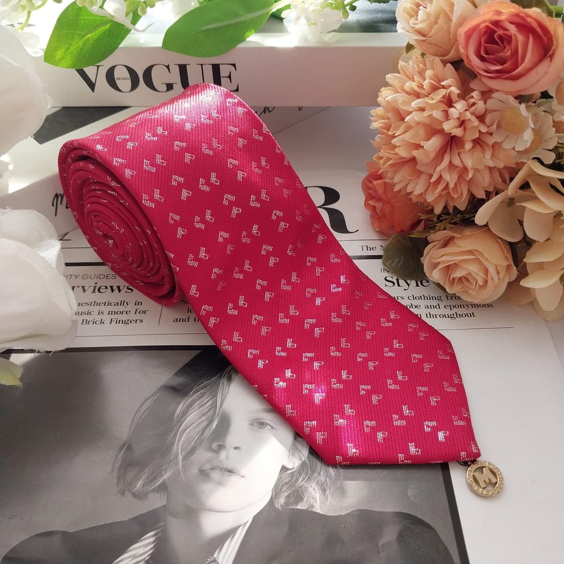 메트로시티 레드 자카드 패턴 넥타이 7.1cm A+등급 K2003
 상품이미지3