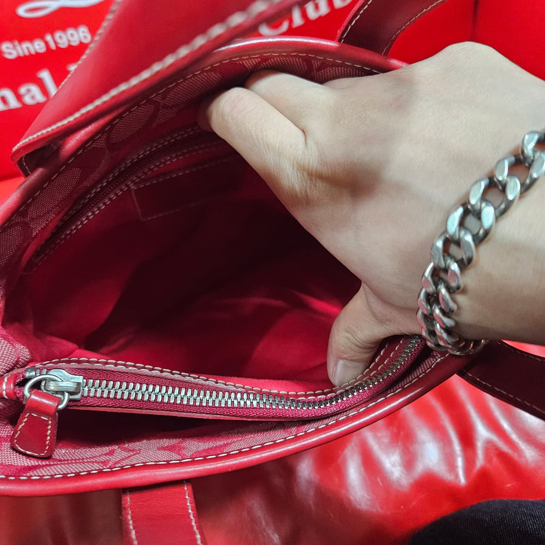 코치(Coach) 자가드 가죽 토트백  상품이미지6