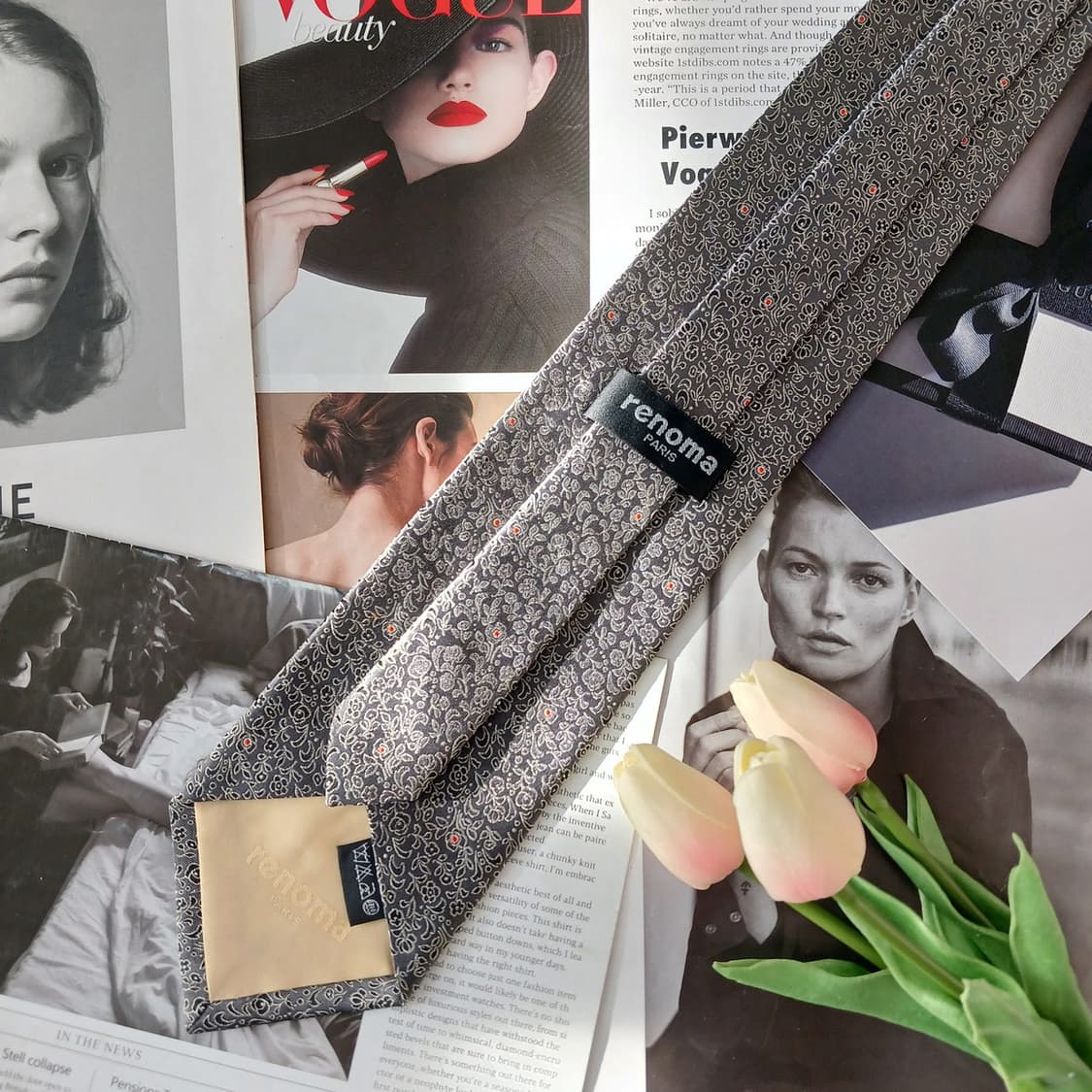 레노마 실크 그레이 플로럴 패턴 넥타이 9.7cm A+등급 A19441
 상품이미지4