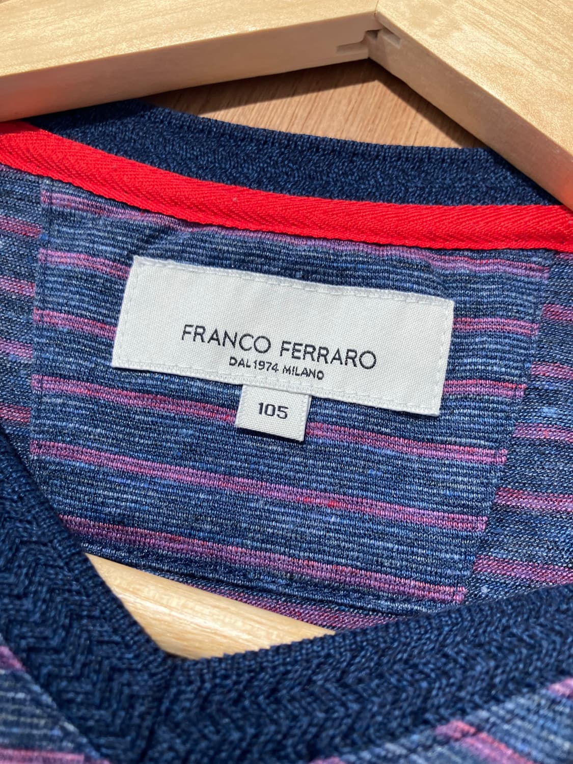 FRANCO FERRARO 스트라이프 브이넥 반팔 티셔츠 XL 상품이미지3
