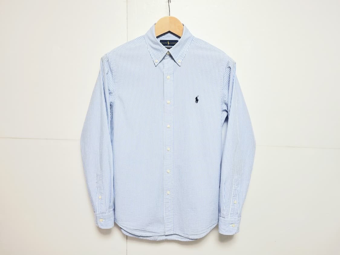 남성 레어 폴로 시어서커 스카이 블루 하늘색 긴팔 남방 셔츠 상품이미지4