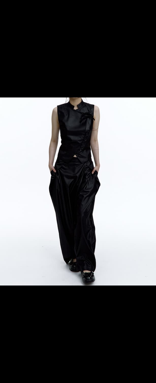 택있는 새상품 카시코 핀턱 트라우저 팬츠 블랙 상품이미지1