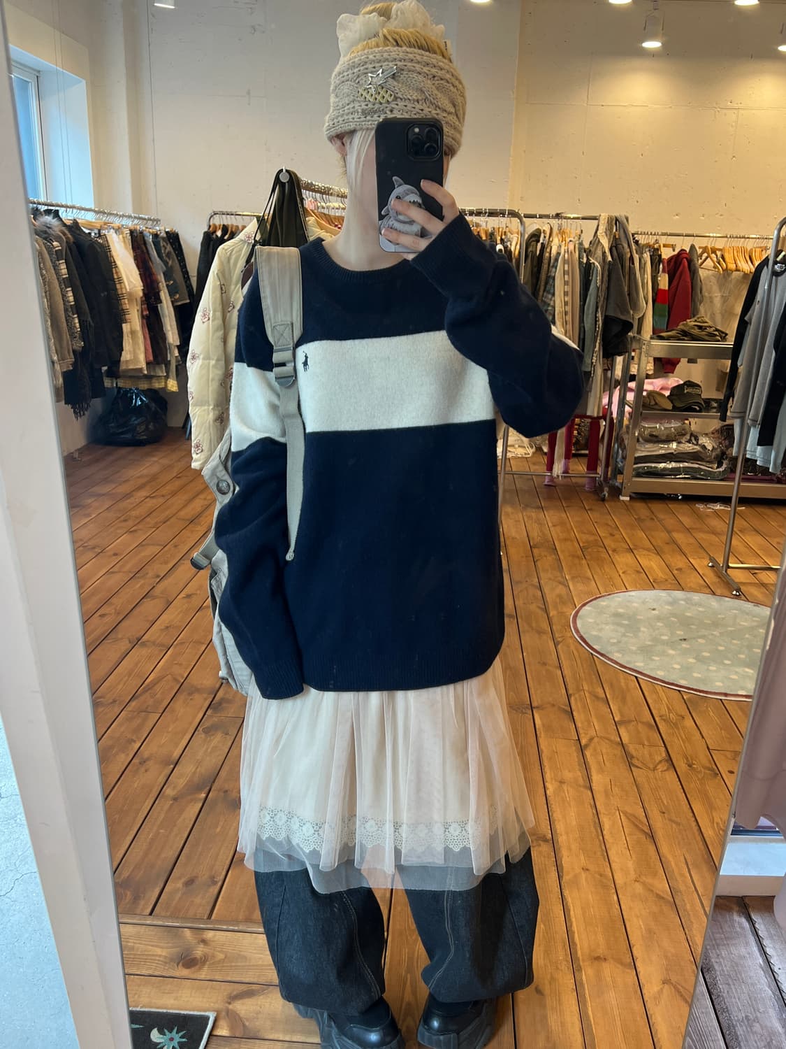 폴로 네이비 화이트 니트 상품이미지2