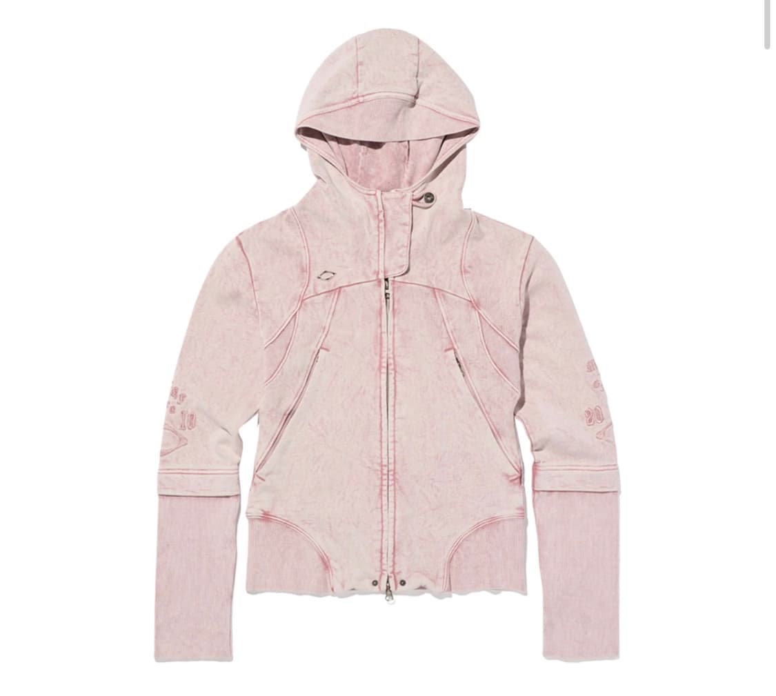 미스치프 컷 오프 후드 워시드 핑크 브라운 (L) 상품이미지1