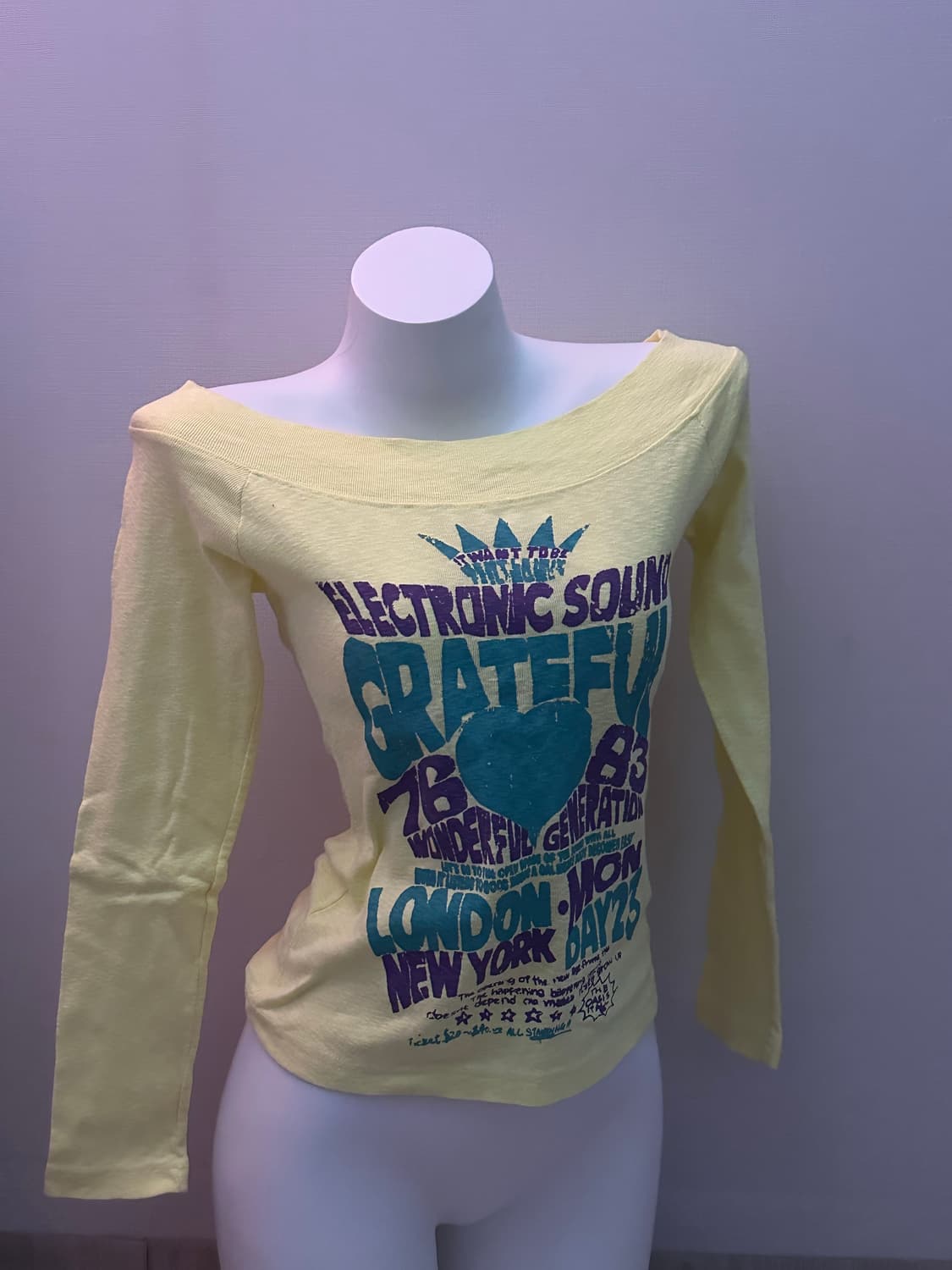 빈티지 레몬 오프숄더 보트넥 탑 상품이미지2