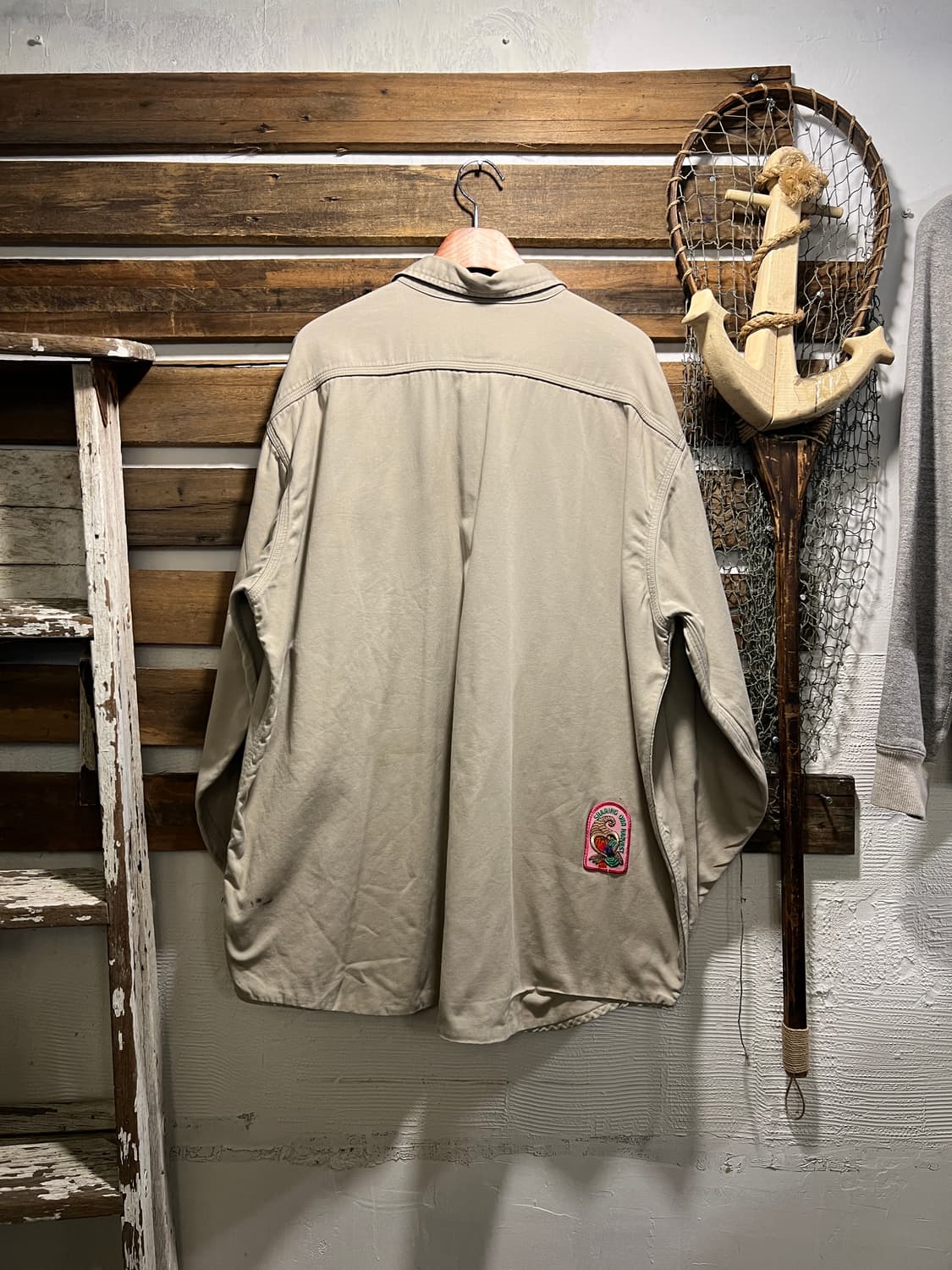 [2XL]90's 칼하트 USA 2포켓 체크 라이닝 아이보리 워크 셔츠 상품이미지9