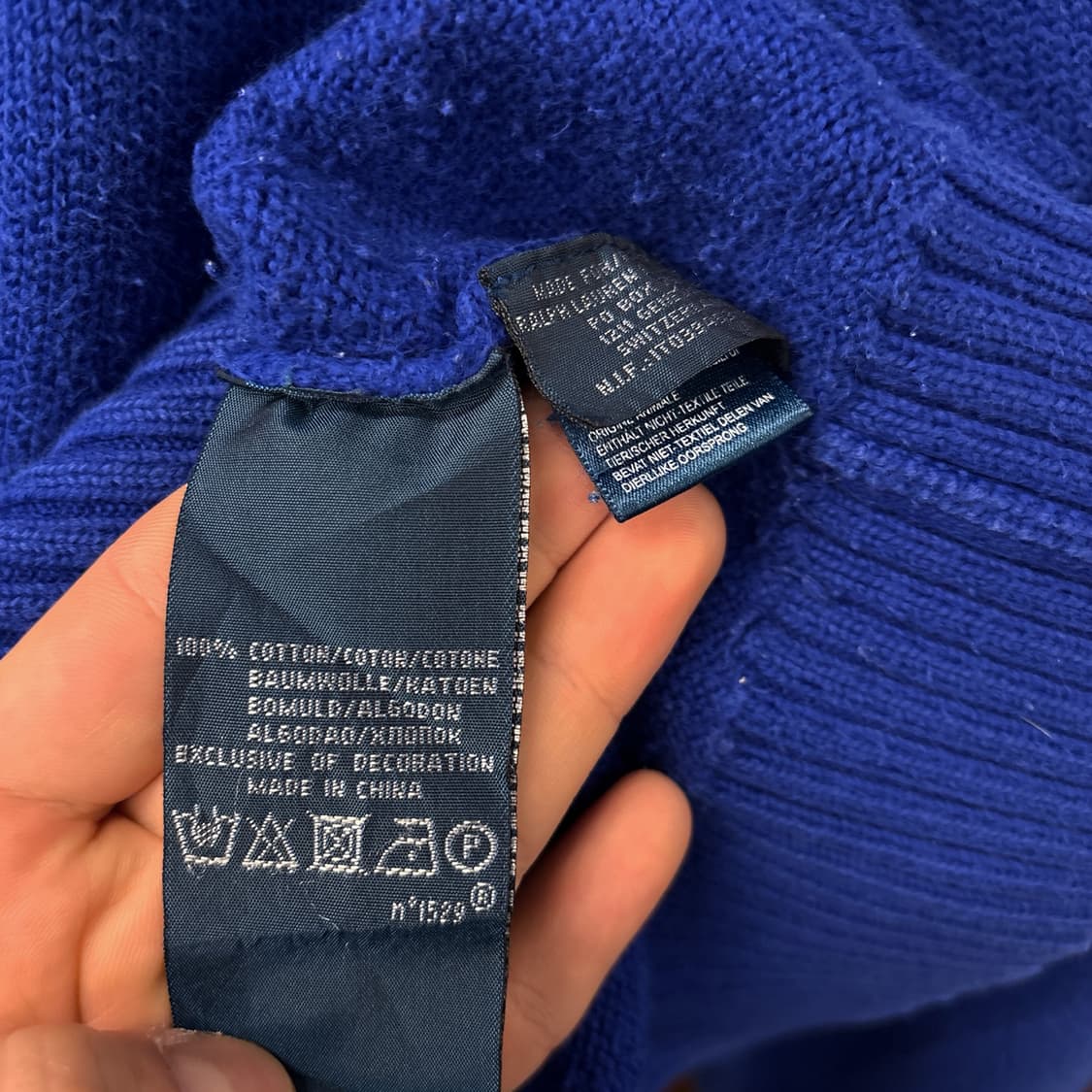 90s 폴로 랄프로렌 청키립 하프집업 니트 스웨터 코발트블루 N989 상품이미지9