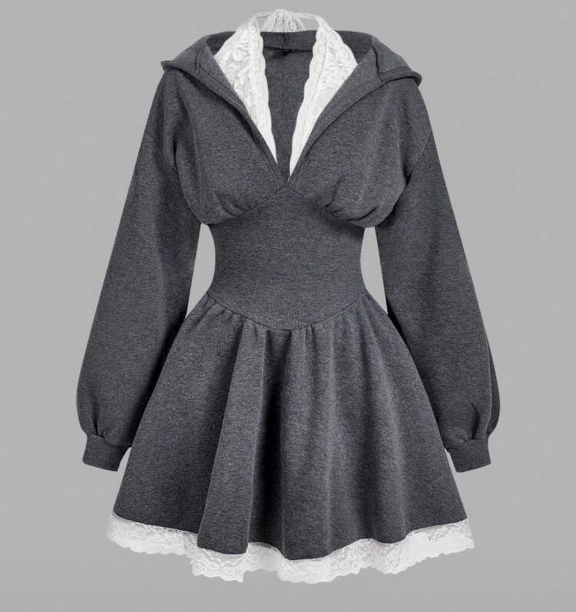 차콜 후드 원피스 상품이미지1