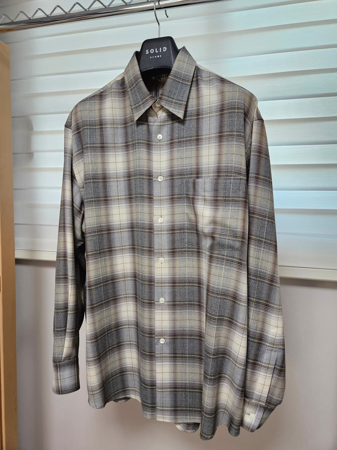 오라리/ 22AW 슈퍼 라이트 울 체크 셔츠 헤링본 브라운/ 4 상품이미지1