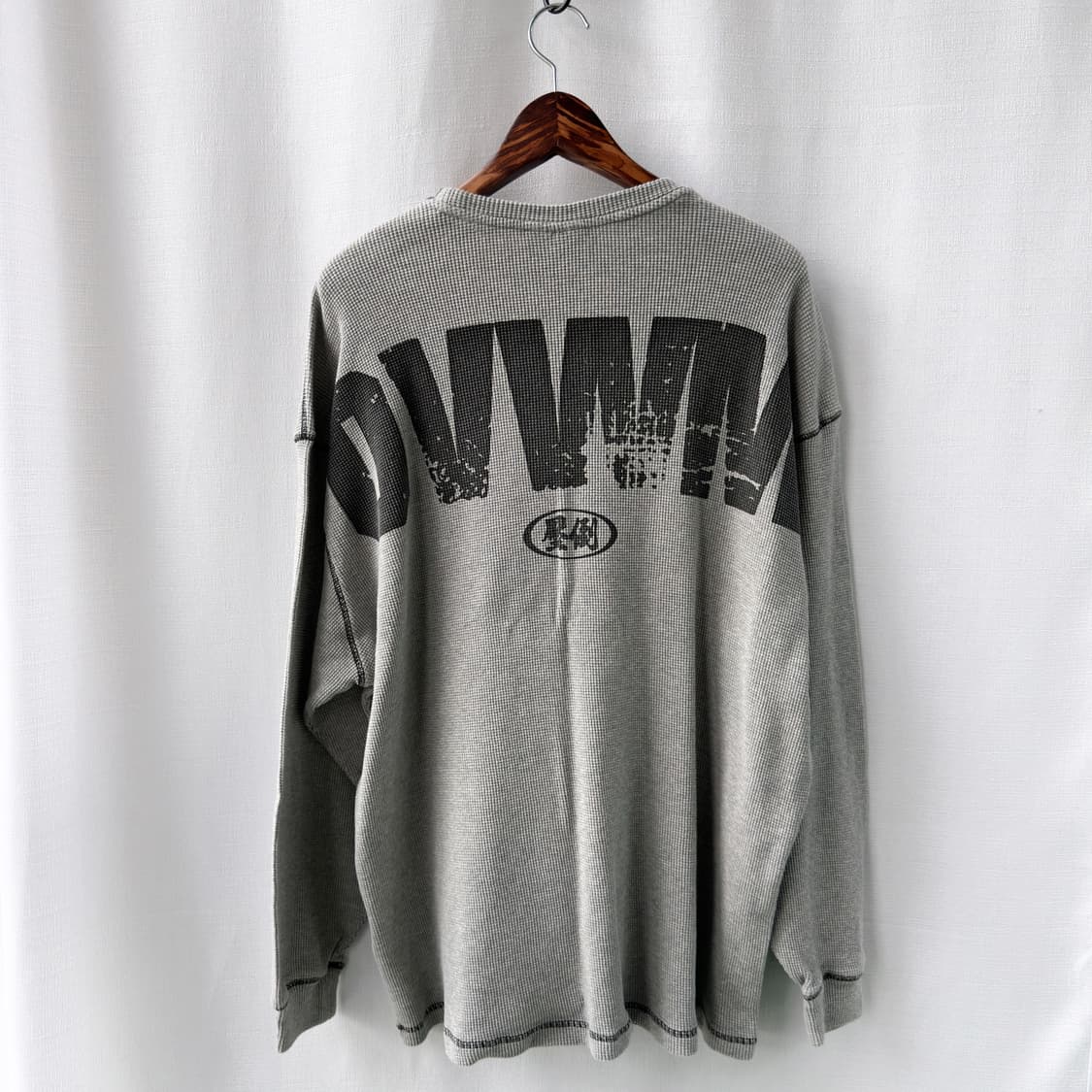 Overwhelm 압도 프린팅 와플 긴팔 티셔츠 그레이 L 상품이미지2