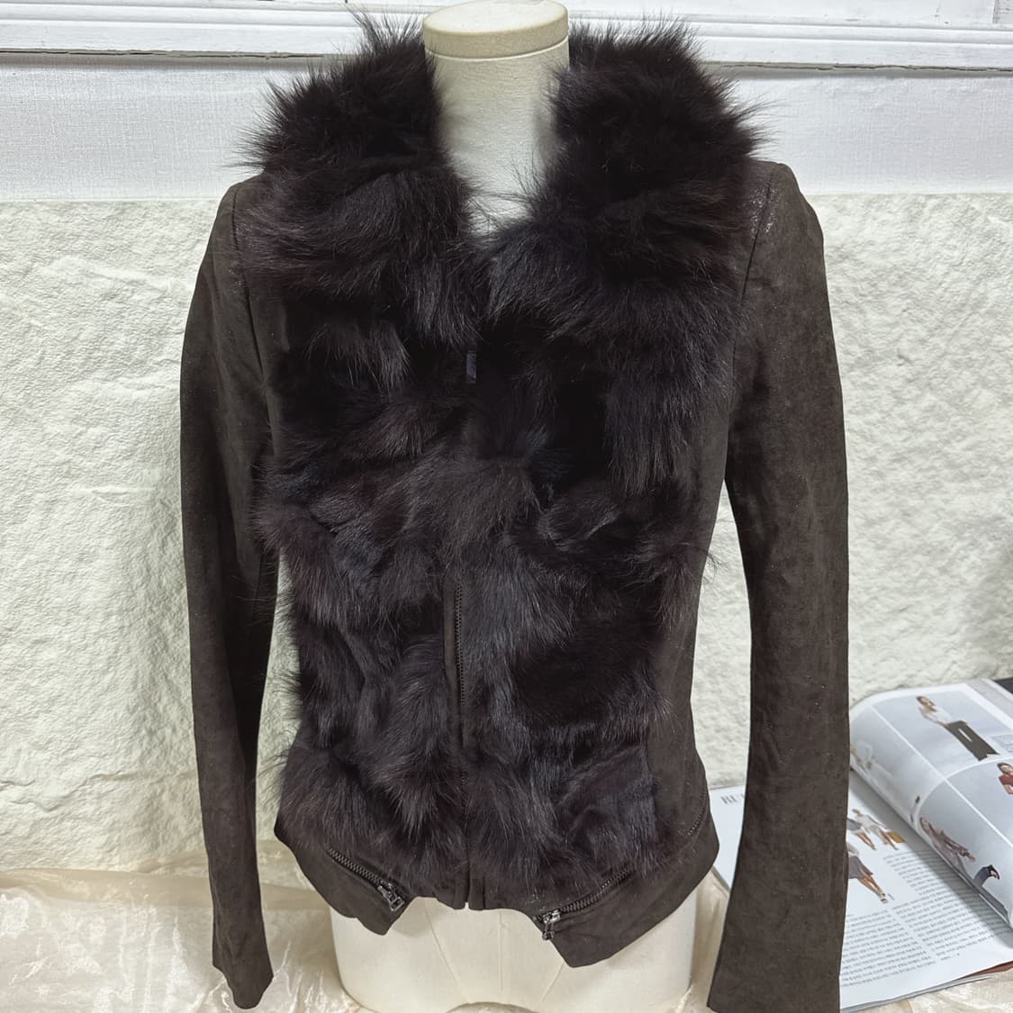 빈티지 veromoda 폭스퍼 여우털 되지가죽자켓 상품이미지1