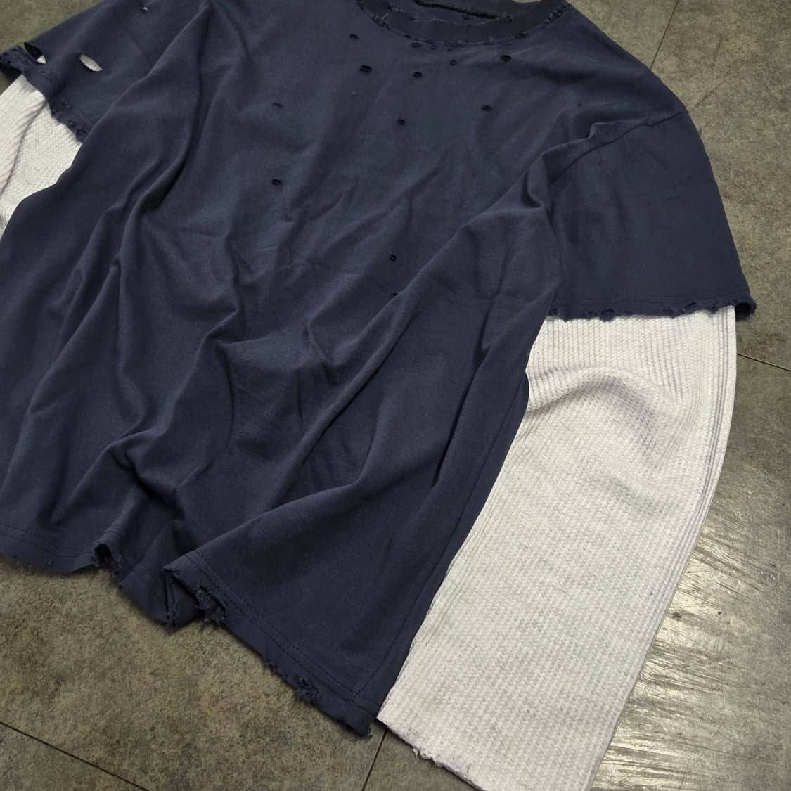 빈티지 레이어드 와플  긴팔티셔츠 상품이미지4